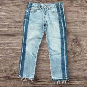 Mossimo Two-Tone Side Stripe Boyfriend Jeans Crop Raw Hem 4/27